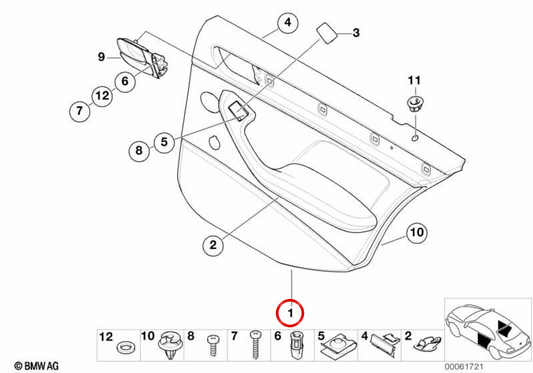 Pannello della porta posteriore destra OEM 51427043010 per BMW E46. BMW originale.