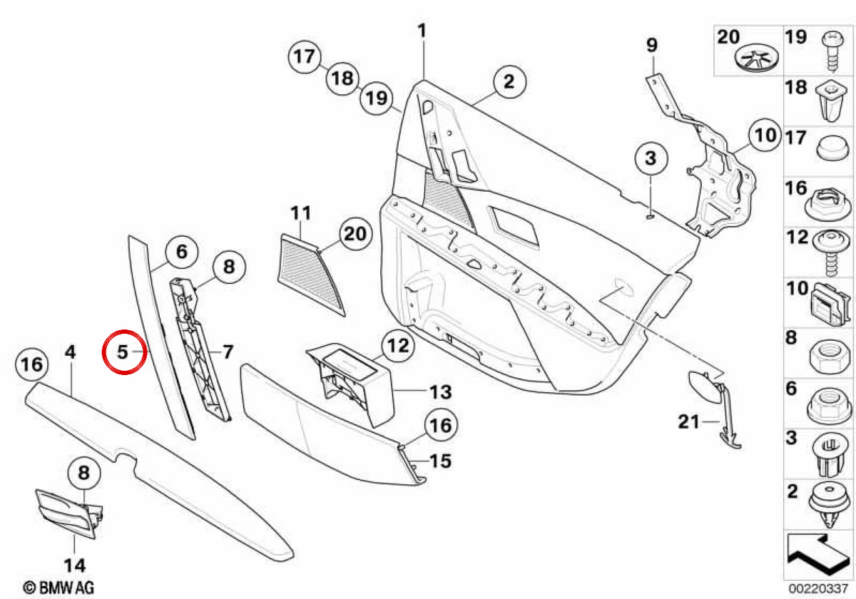 Ophere posteriore sinistro OEM 51427079441 per BMW E60 ed E61. BMW originale.