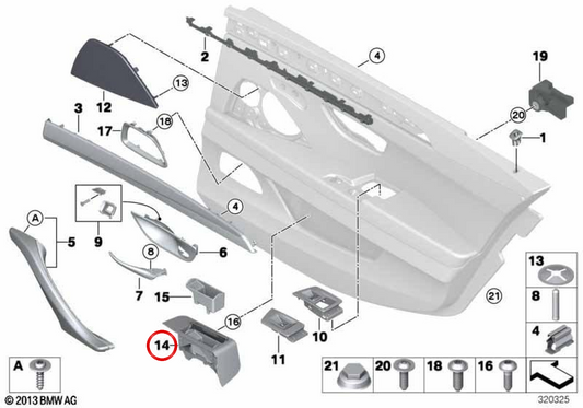 OM 5142726447 Porta posteriore sinistra per BMW F10, F11, F18. BMW originale.