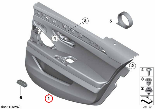 Innenausstattung des rechten Leder -OEM 51427273316 für BMW F10 und F11. Original BMW.