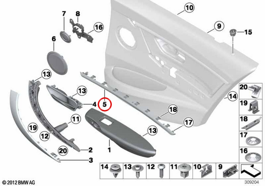 Moule décoratif arrière droit OEM 51427281476 pour BMW F30, F31. BMW d'origine.