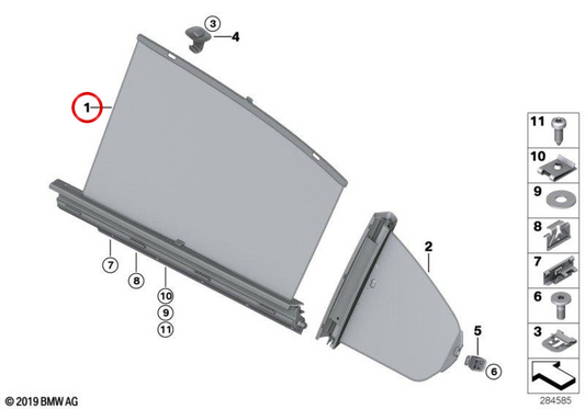 Curtinilla Parasol Porte arrière droite OEM 51427281484 pour BMW F31. BMW d'origine.