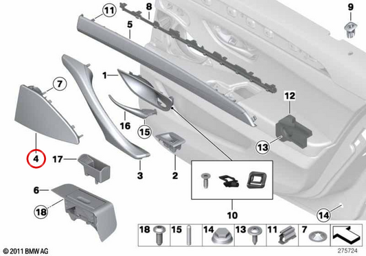 Grade do alto-falante direito OEM 51427318820 para BMW F10, F11. BMW genuíno.