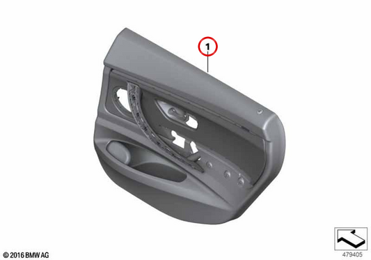 Left rear door panel in synthetic leather OEM 51427321427 for BMW F34. Original BMW.