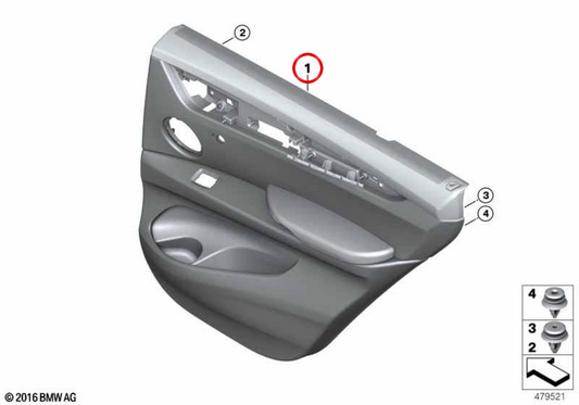 Dock in pelle Izquierdo OEM 51427375379 per BMW F15. BMW originale.