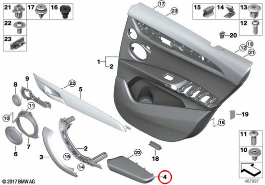 Rechte Supplaabrances OEM 51427468752 für BMW F39. Original BMW.