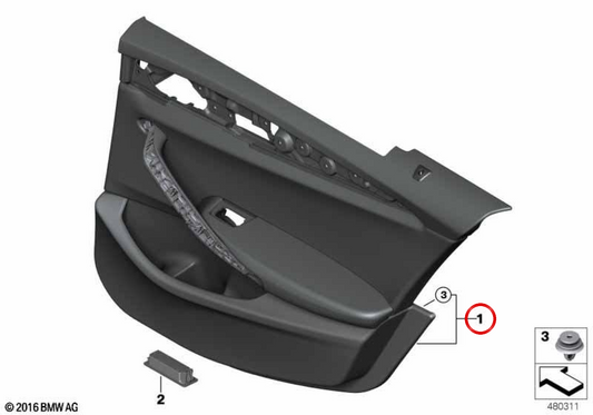 OEM 5142747105 Panneau de porte arrière gauche pour BMW G30, G31. BMW d'origine.