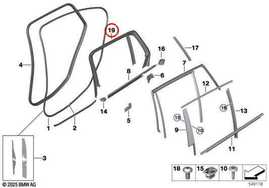 Links Heckscheibenabdeckung OEM 51427939715 für BMW G21, G81. Original BMW.
