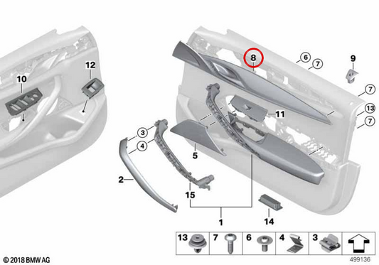 Stampo decorativo a destra in carbonio 51428090506 per BMW F90. BMW originale.