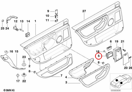 OM 51428182295 Hintertür für BMW E38. Original BMW.