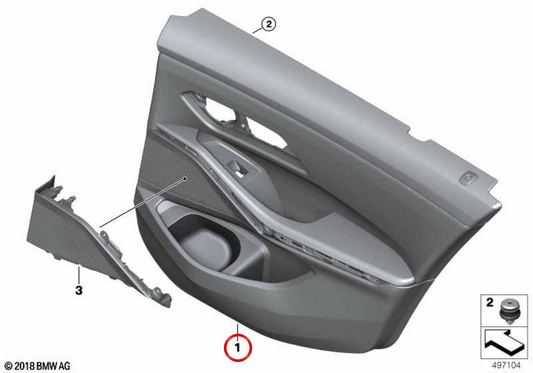Panel puerta trasera derecha OEM 51429460700 para BMW G20, G21. Original BMW.