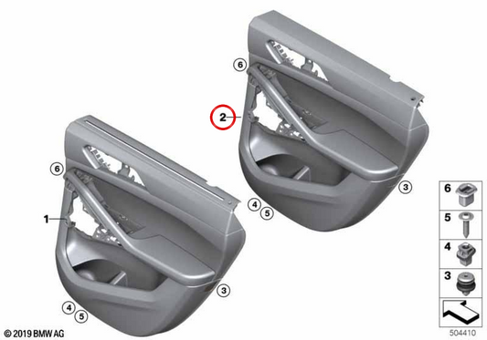 Panneau de porte de vente au détail intérieur OEM 51429474300 pour BMW G06. BMW d'origine.
