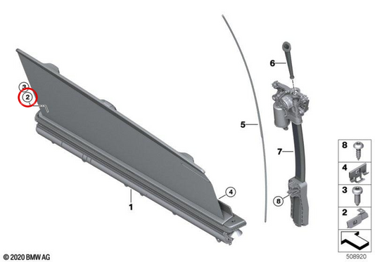Clip Side de soumission Parasol 51429483171 pour BMW F93 et ​​G16. BMW d'origine.