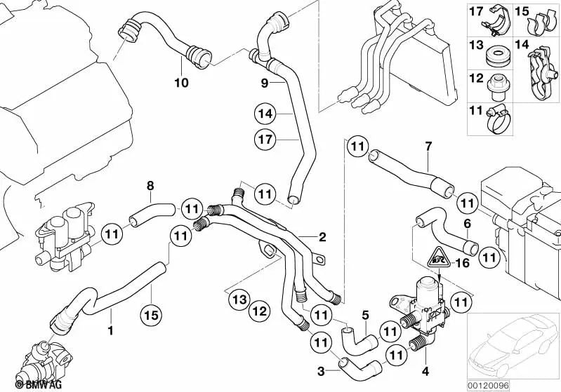 Manguera de retorno del motor del radiador para BMW E65, E66 (OEM 64218384897). Original BMW
