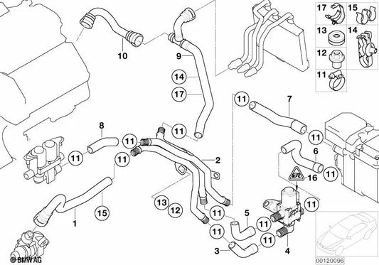 Manguera de retorno del motor del radiador para BMW E65, E66 (OEM 64218384897). Original BMW