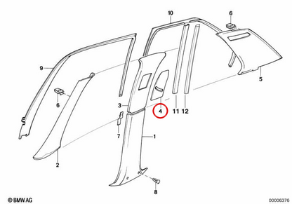 Cubierta izquierda OEM 51431948933 para BMW E32. Original BMW.