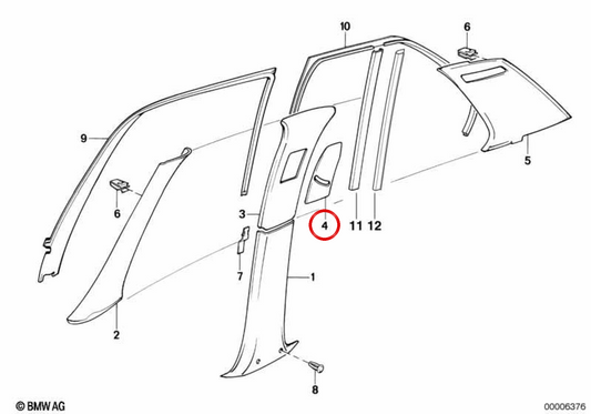 Cubierta izquierda OEM 51431948935 para BMW E32. Original BMW.