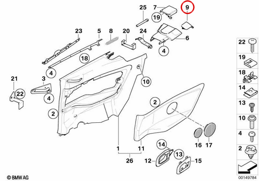 Fixation du toit rigide droit OEM 51432494986 pour BMW E36. BMW d'origine.
