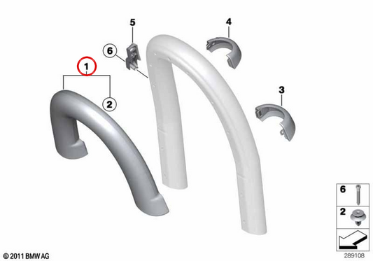 Copertura roll bar sinistra OEM 51432759289 per MINI Roadster R59 (2011-2015). MINI originale.
