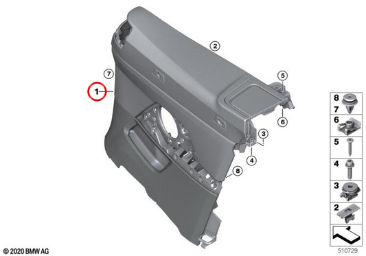 Painel lateral direito OEM 51435A2B026 para BMW G23. BMW genuíno.