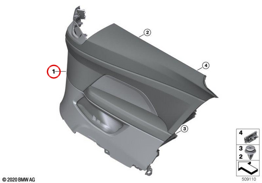 Panel lateral izquierdo OEM 51435A339D5 para BMW G22. Original BMW.