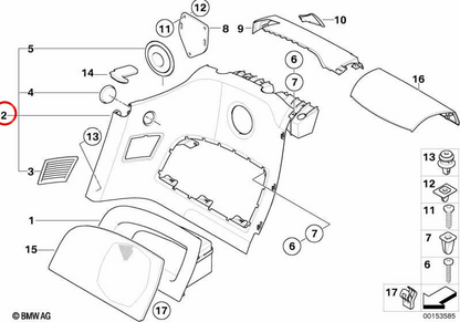 Upper Left Lateral Panel OEM 51437031367 for BMW E85. Original BMW.