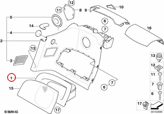 Grade esquerda OEM 51437055305 para BMW E85, E86. BMW genuíno.