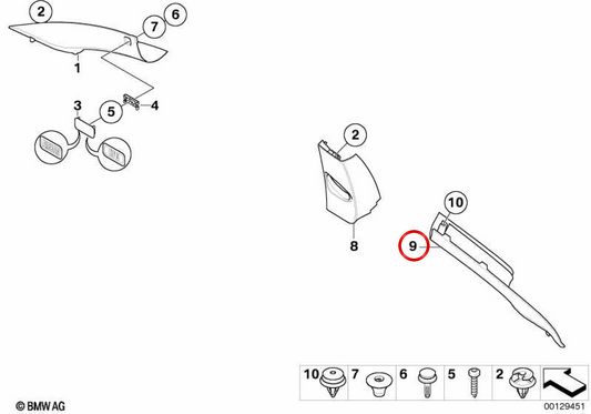 Pilar C Mold Oem 51437073610 for BMW E63, E64. Original BMW.