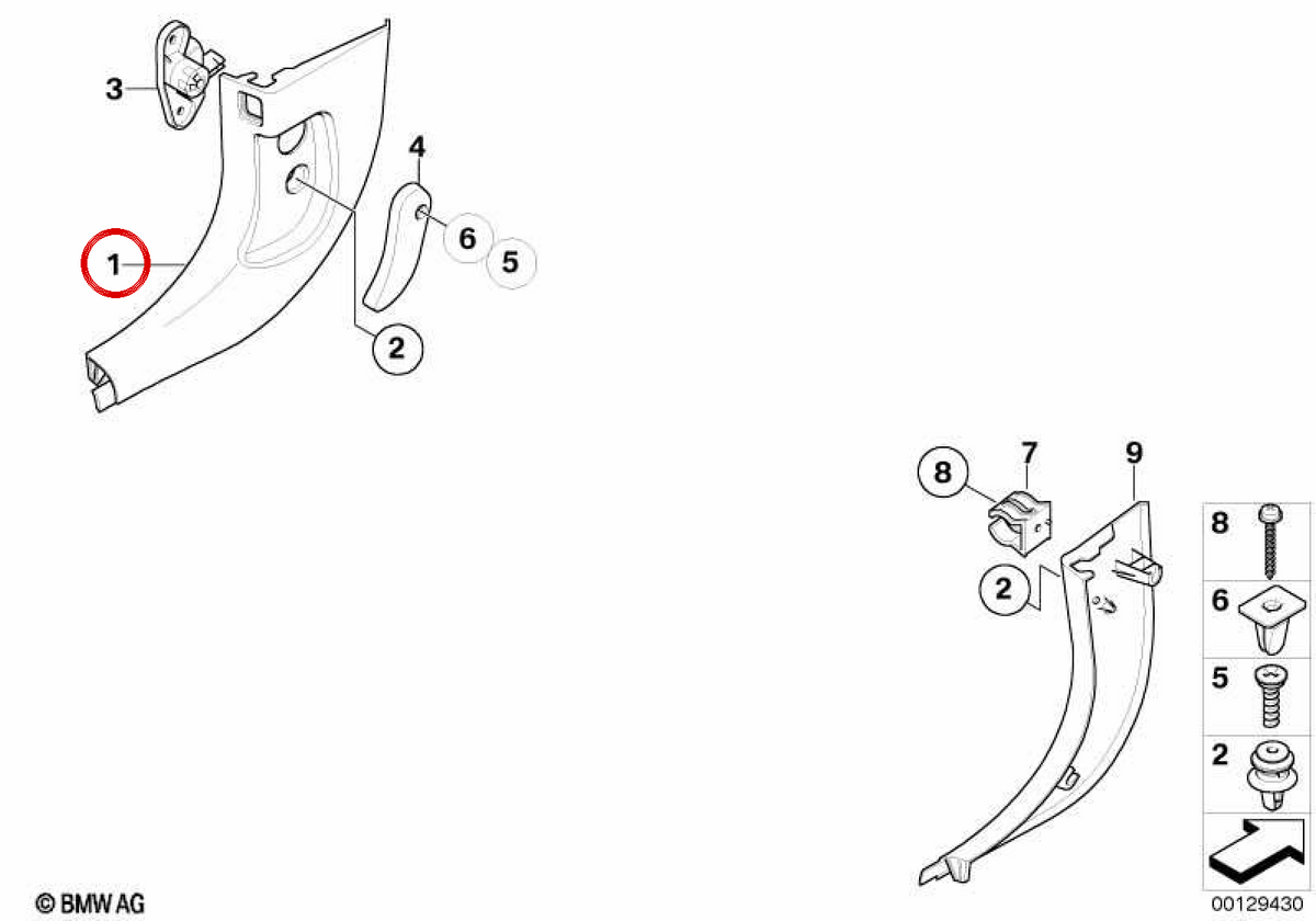 Right front side covering OEM 51437073668 for BMW E63, E64. Original BMW.