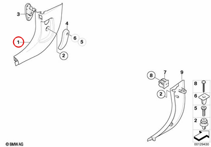 Right front side covering OEM 51437073668 for BMW E63, E64. Original BMW.