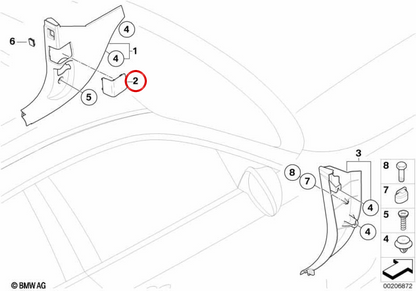 Finition Prise OBD noire OEM 51437144966 direction gauche pour BMW E81, E87, E82, E88, X1 E84. Véritable BMW.