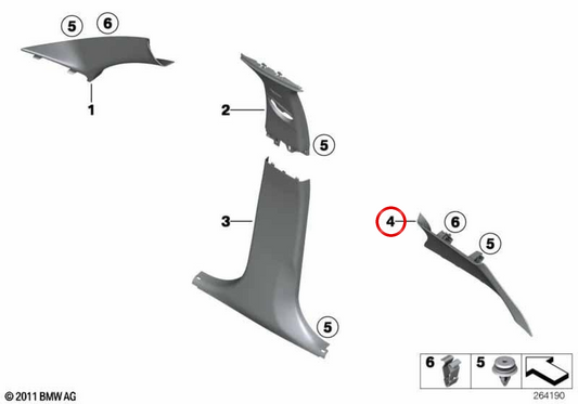 Sinistra PILER C MORMAZIONE OEM 51437250205 per BMW F20. BMW originale.