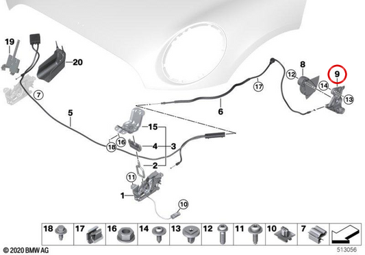 Supporto multiplo destro OEM 51437298818 per MINI F54, F56, F60... e altro ancora. MINI originale.
