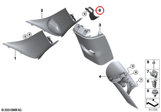 Verstärkungsblech links A‑Säule OEM 51437315309 für MINI F56, F56 LCI, F56 BEV, F56 BEV LCI und F66. Original MINI.