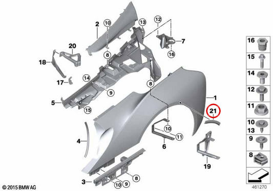 Couvercle du dos supérieur supérieur OEM 51437350014 pour BMW I12, I15. BMW d'origine.