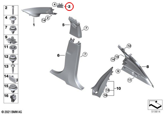 Rinforzo PILAL OEM 51437426412 per BMW F39. BMW originale.