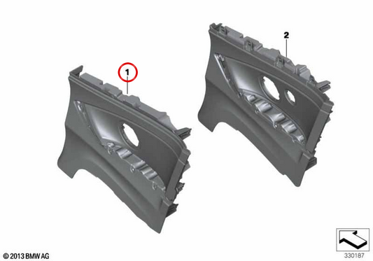 Rechte hintere Seitenplatte 51437463890 für BMW F33. Original BMW.