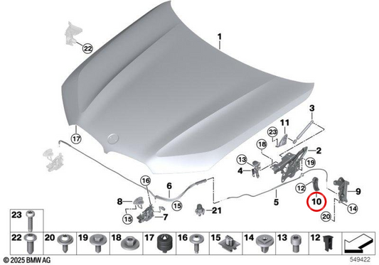 OP Opening lever 51437479089 for BMW G05, F95, G06, F96, G07, G09. Original BMW.