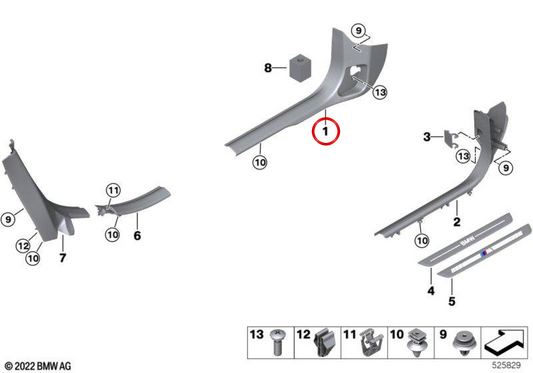 OEM 51437952149 Panneau côté avant gauche pour BMW U06, U11, U12, U10. BMW d'origine.