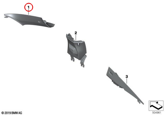 Pilar a Izquierdo Coading in Alcántara OEM 51437995461 per BMW F92, G15. BMW originale.