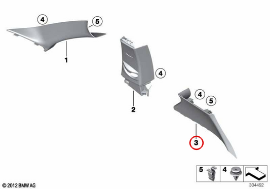 Embellecedor Pilar C Izquierdo OEM 51438051511 para BMW F21. Original BMW.