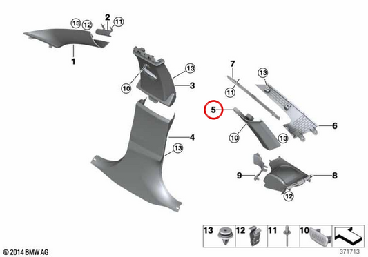 Verzierungen Pilar C Right OEM 51438059306 für BMW F36. Original BMW.
