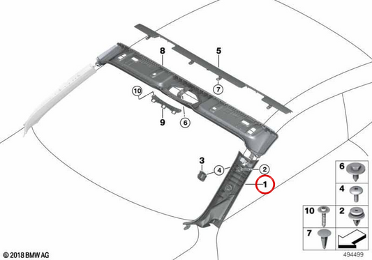OEM 51438096132 Säulenabdeckung für BMW F91, G14. Original BMW.
