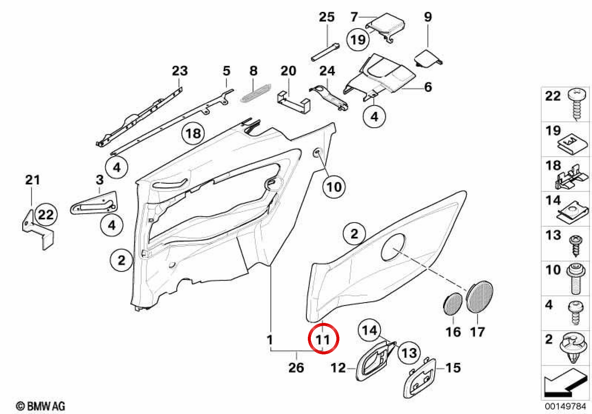 INSERT CONSERTE LATERALE DESTRA OEM 51438170326 per BMW E36. BMW originale.