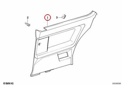 Right Rear Lateral Panel 51438173524 for BMW E36. Original BMW.