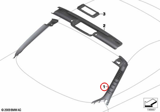 Pilar molding Oem 51439128410 for BMW E89 (Z4). Original BMW.