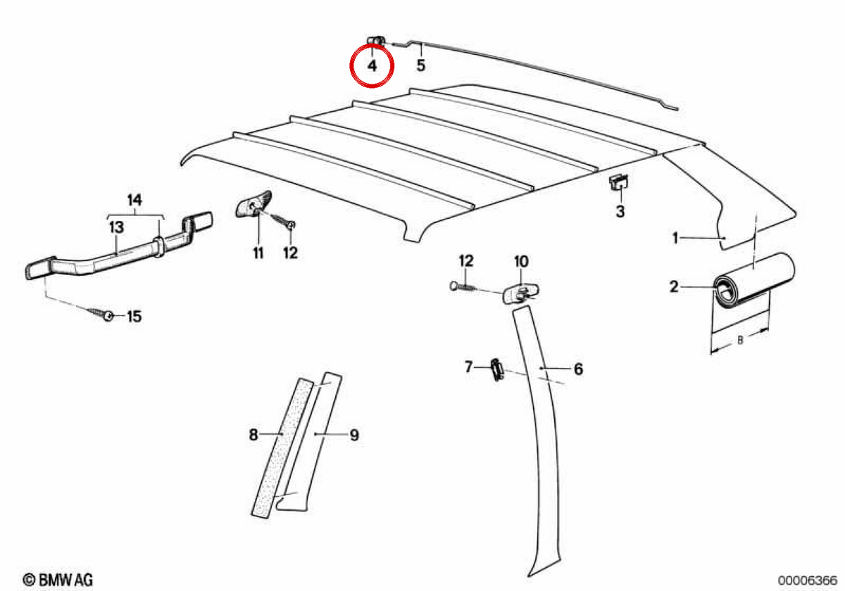 Rubber Pasacable OEM 51441815634 for BMW E21, E12, E24, E23. Original BMW.