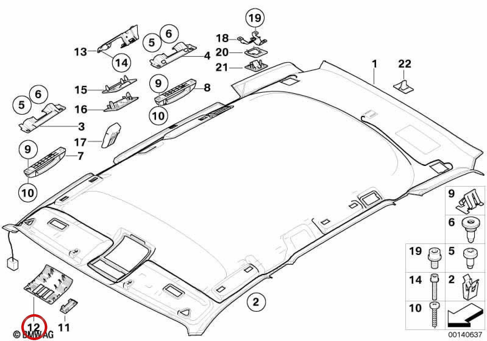 Front Sky Sandbeige OEM 51443404033 per BMW X3 E83 ed E83 LCI (2003–2010). BMW originale.