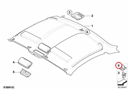 OEM -Fixierungsclip 51443428197 für BMW Z4 E86. Originales BMW -Stück, ideal für die Innendachbaugruppe (Dachhimmel). Authentischer Ersatz für eine perfekte Anpassung.