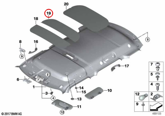 Mittlerer Dachinnenverstärker OEM 51445A48C48 für MINI R50, R53, R55 Clubman, R56, F54 Clubman, F56, F66... und mehr. Original MINI.